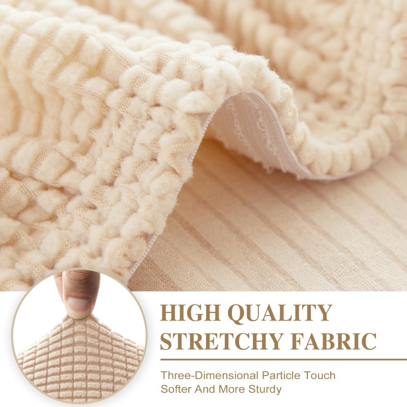 LA MEACK Couch Cushion Covers Seat Cushion Cover Stretch Couch Cover Separate Sectional Sofa Slipcovers Furniture Protector(3 Pieces for Seat or Sofa Backrest  Natural) - Image 4